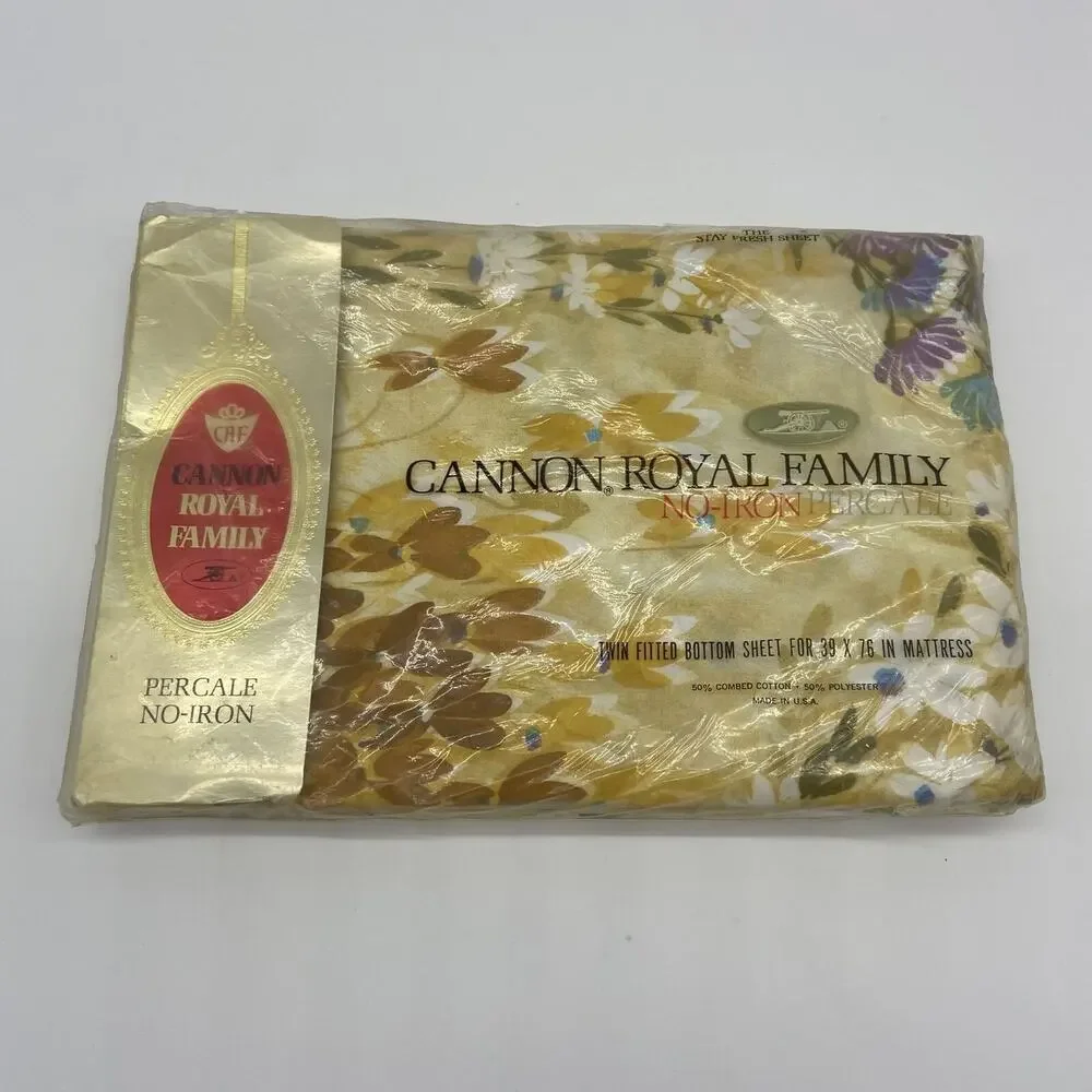 VTG Cannon Royal Family Percale Bottom Sheet 39x76 Shangri-La New Old Stock
